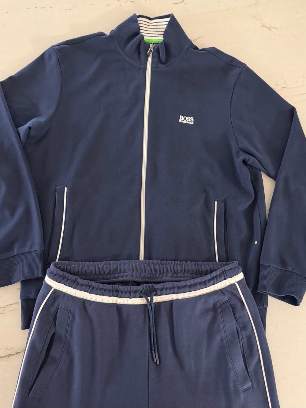 Hugo Boss Mens XXL Blue 2 Pc Tracksuit Pant Zip Jacket Jogger Sweat Suit 2XL
